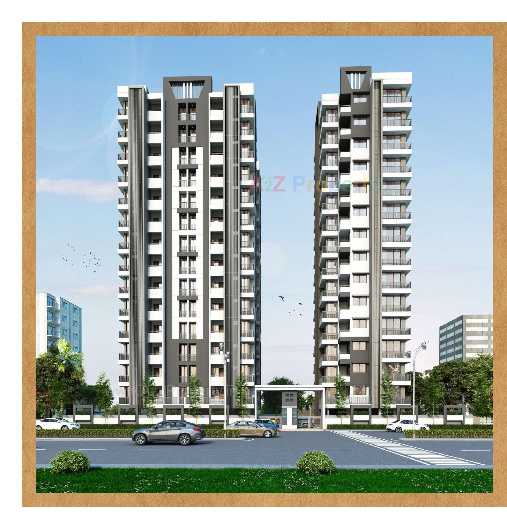 3D Elevation of real estate project Pusti Heights located at Rajkot, Rajkot, Gujarat