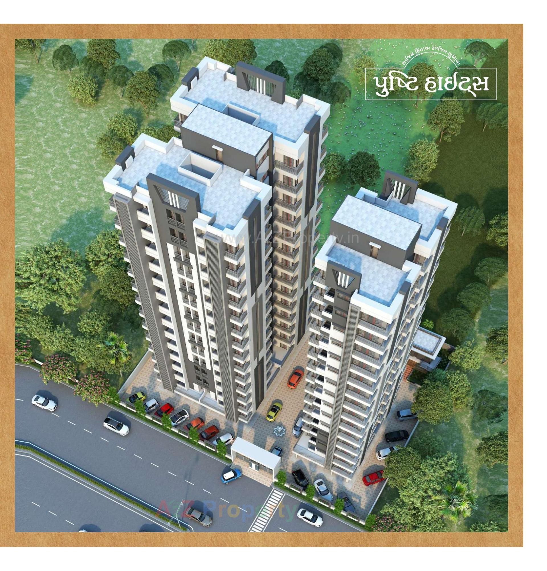 3D Elevation of real estate project Pusti Heights located at Rajkot, Rajkot, Gujarat