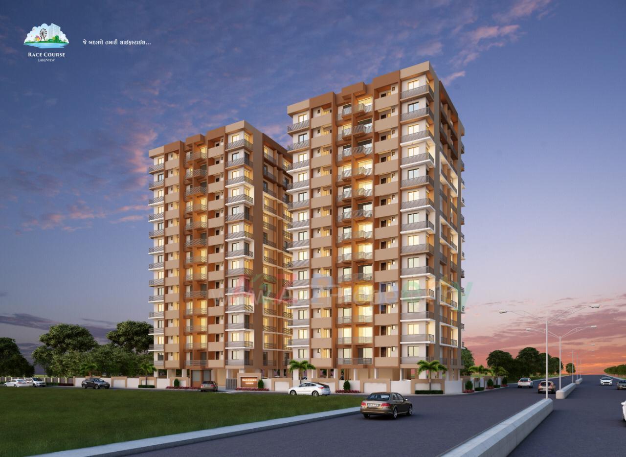 3D Elevation of real estate project Racecourse Lakeview located at Ghanteshwar, Rajkot, Gujarat