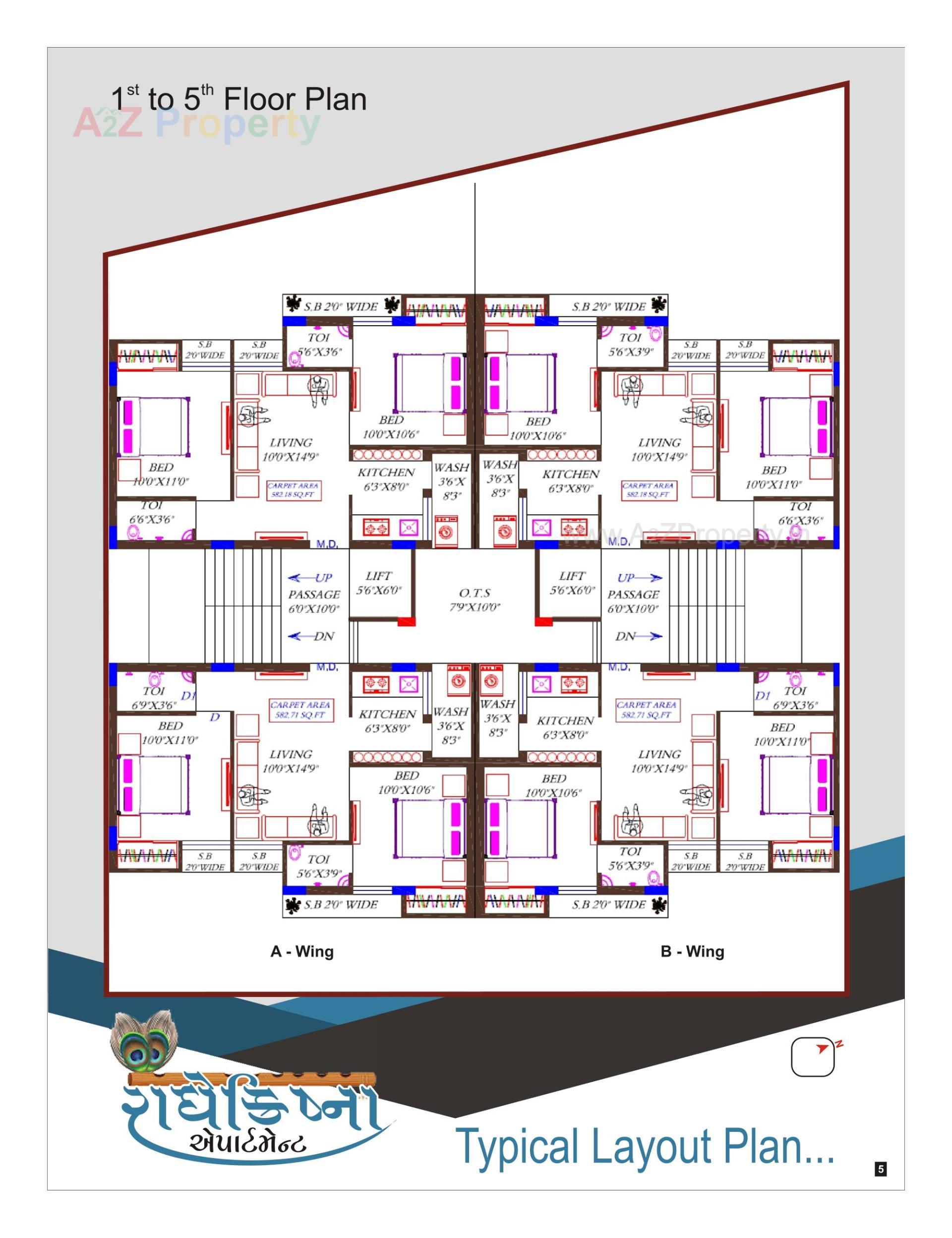 Layout of real estate project Radhe Krishna Appartment located at Kothariya, Rajkot, Gujarat