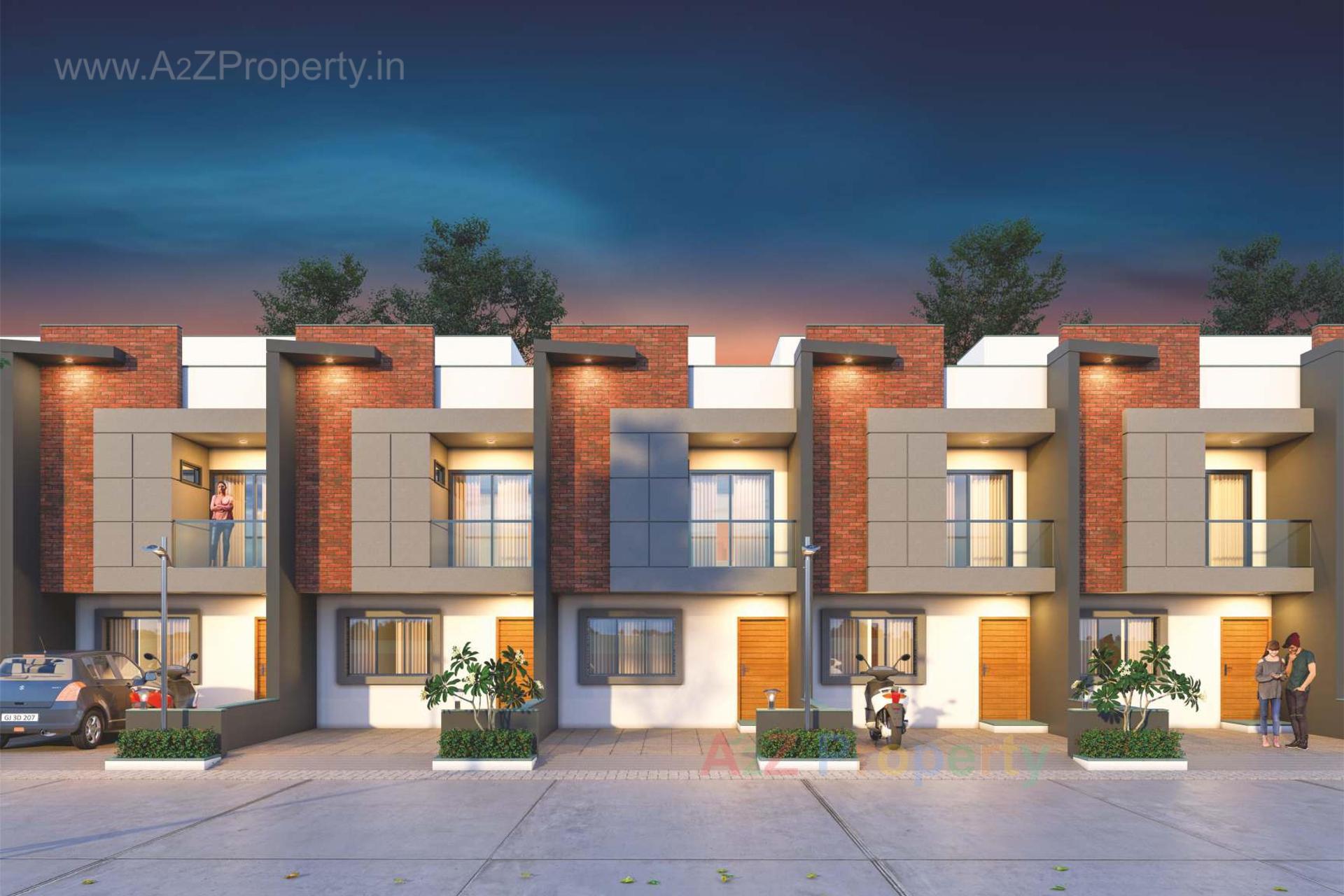 3D Elevation of real estate project Ratnam Royal Bungalows located at Manharpur, Rajkot, Gujarat