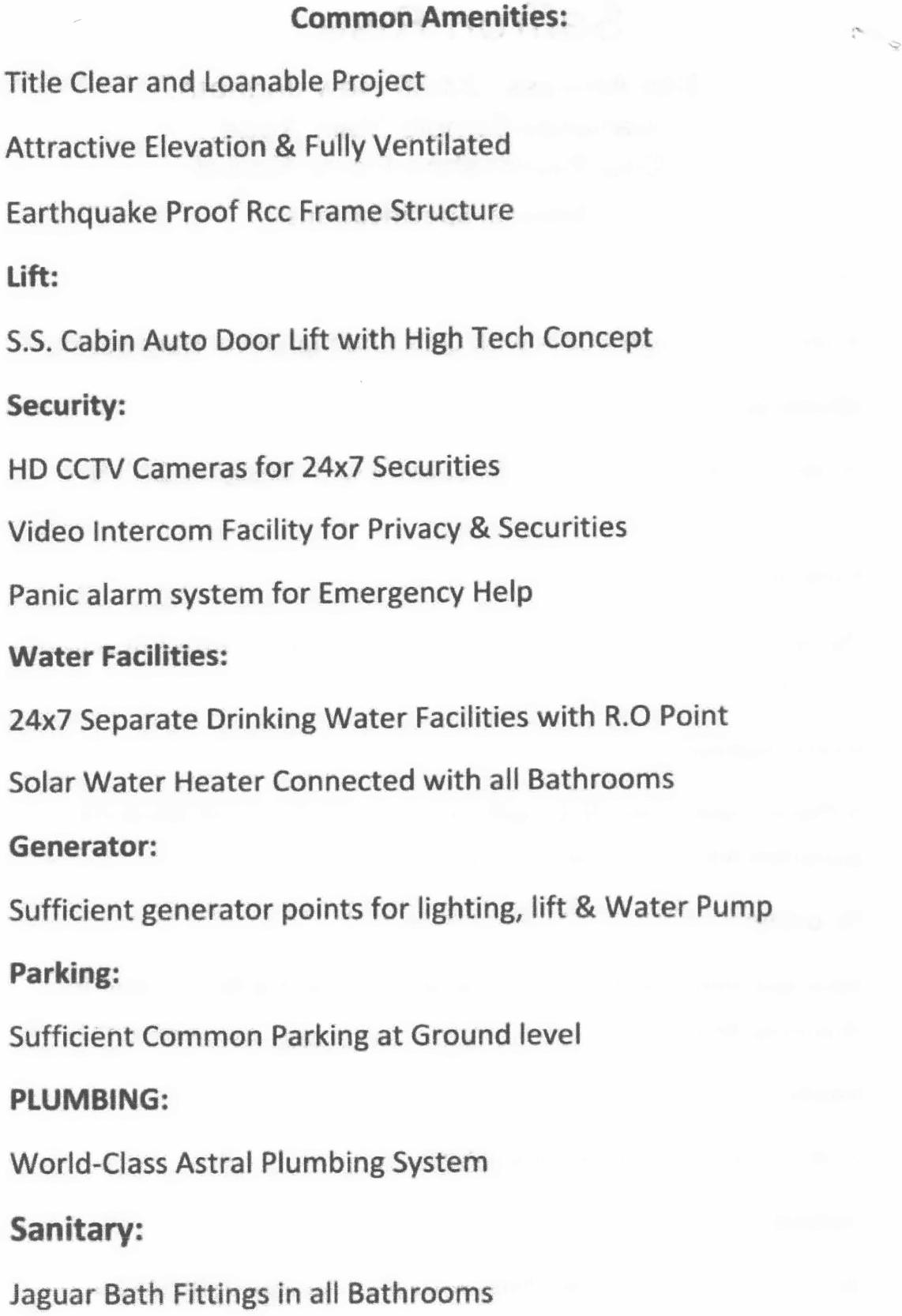 Amenities of Saffron Rise