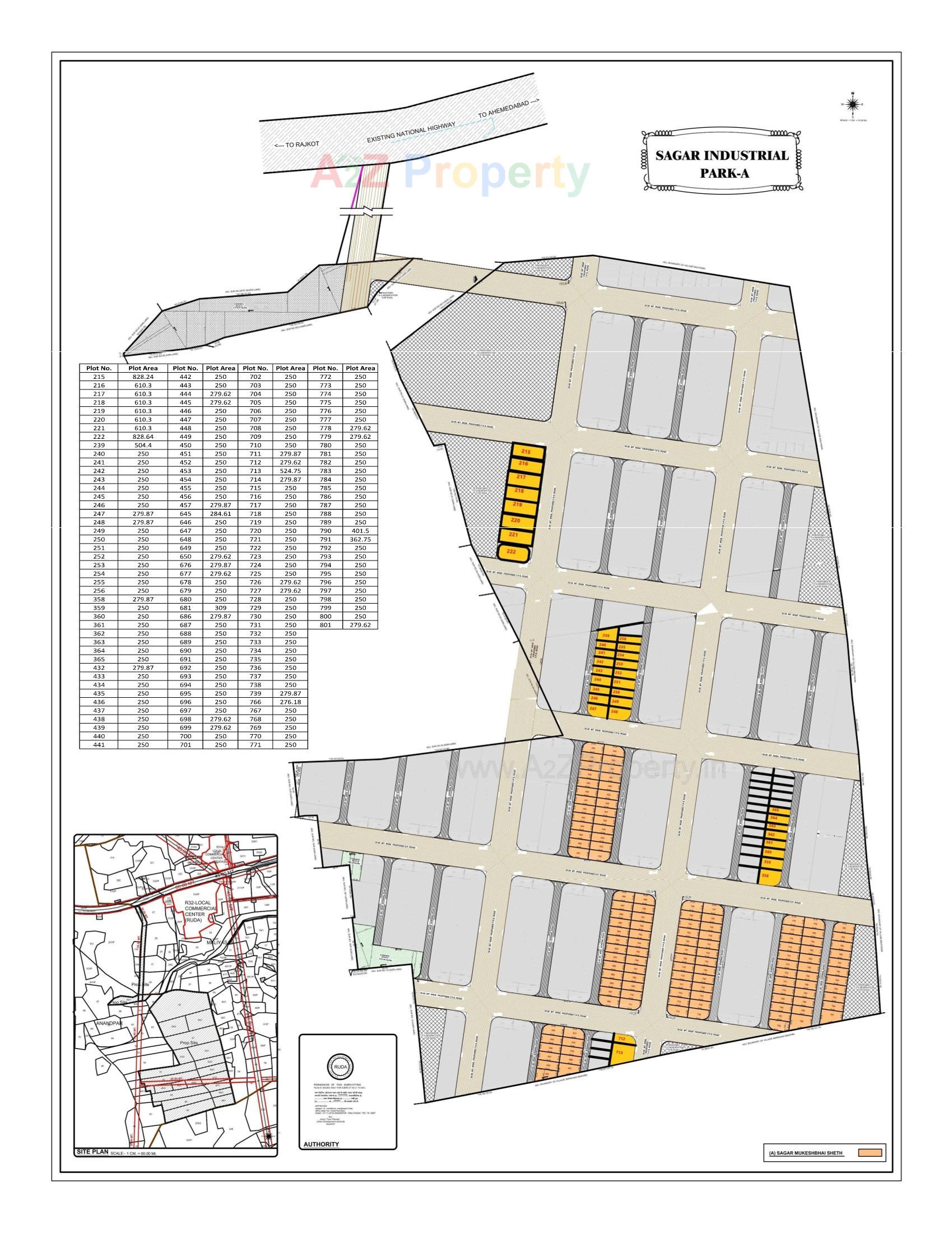 Layout of real estate project Sagar Industrial Park located at Anandpar, Rajkot, Gujarat