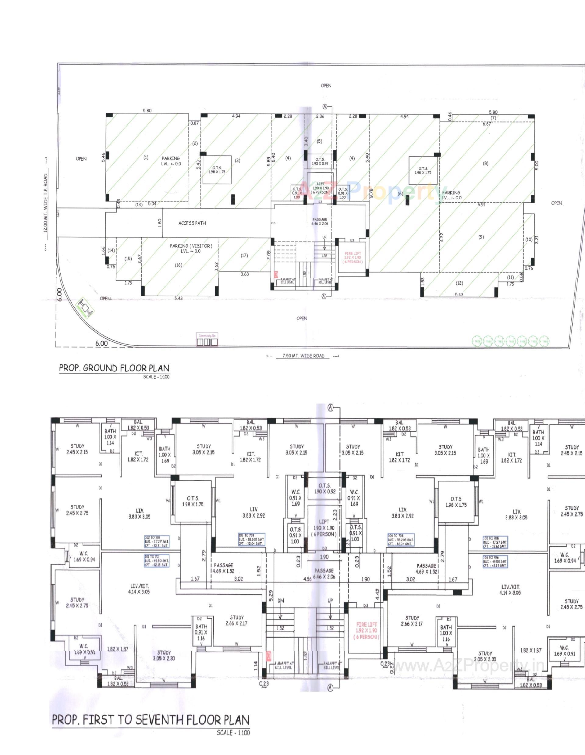 Layout of real estate project Sanidhya Apartment located at Rajkot, Rajkot, Gujarat