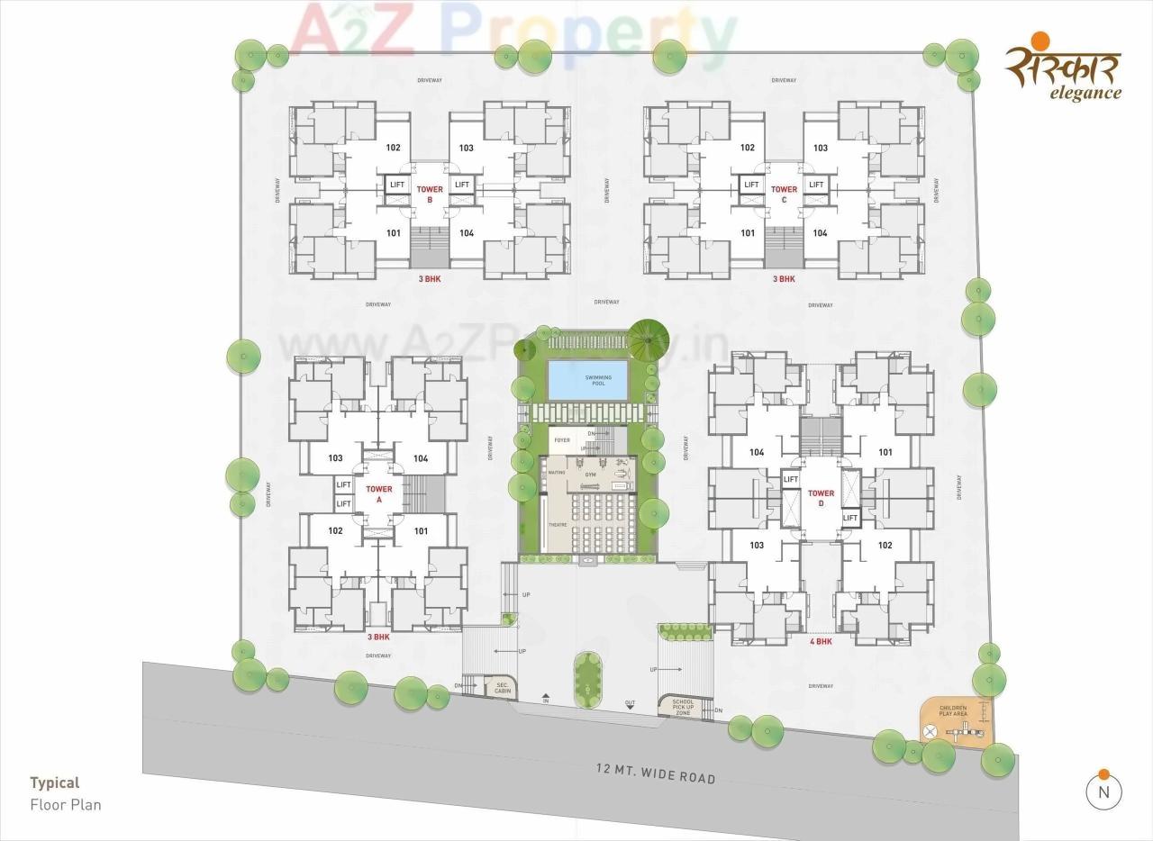 Layout of real estate project Sanskar Elegance located at Rajkot, Rajkot, Gujarat