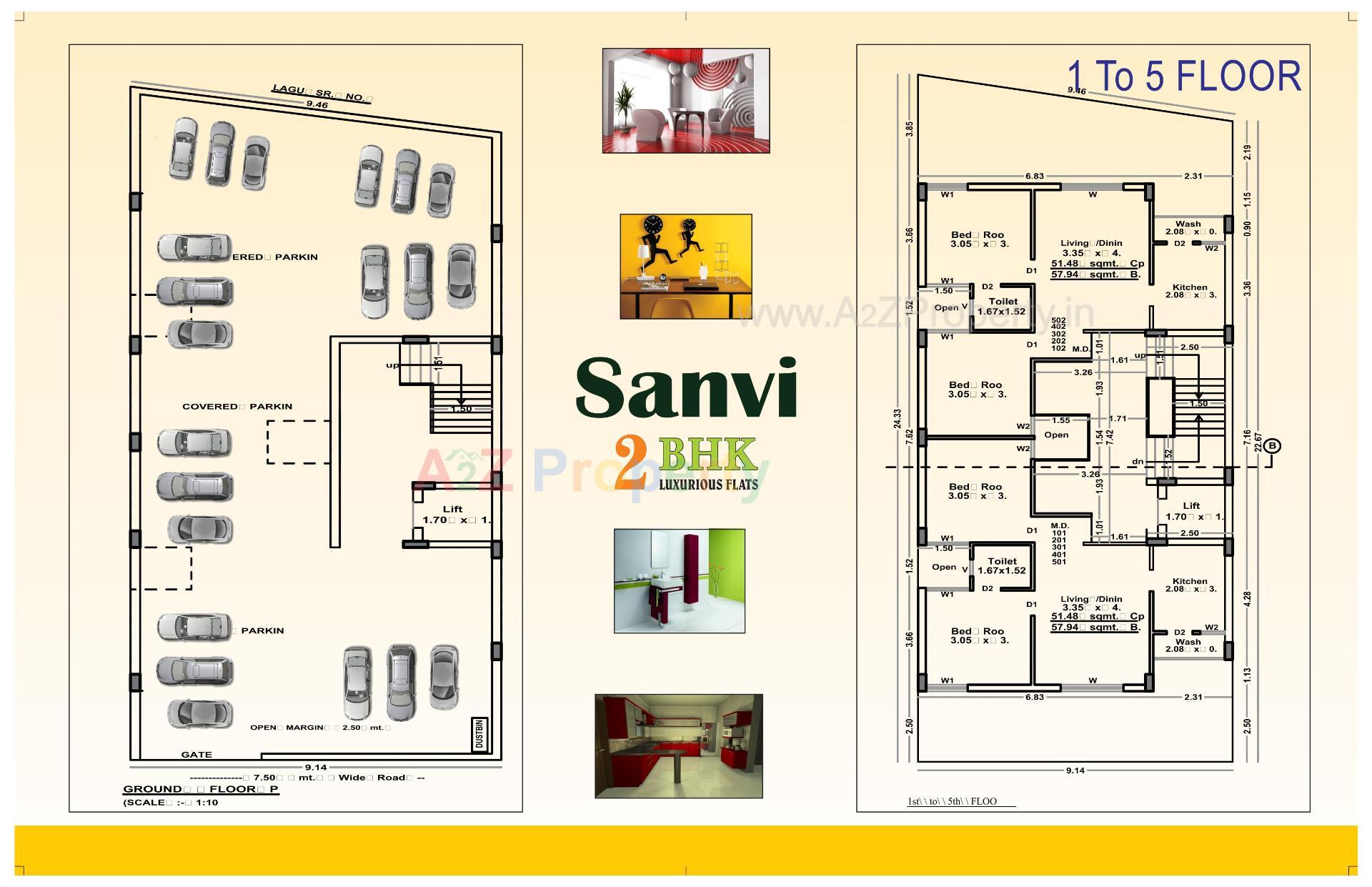 Layout of real estate project Sanvi Flats located at Mavdi-ta, Rajkot, Gujarat