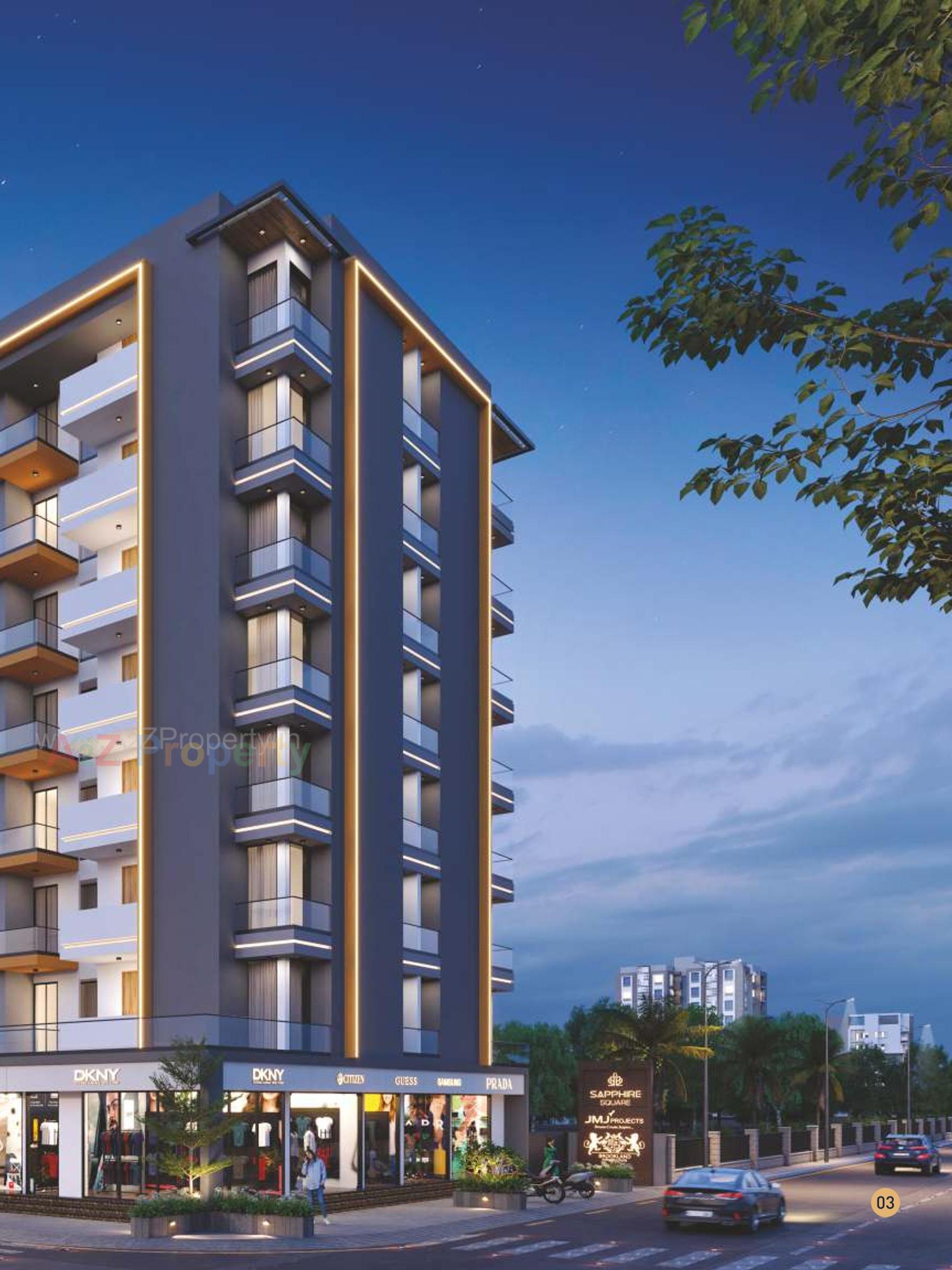 3D Elevation of real estate project Sapphire Square located at Raiya, Rajkot, Gujarat
