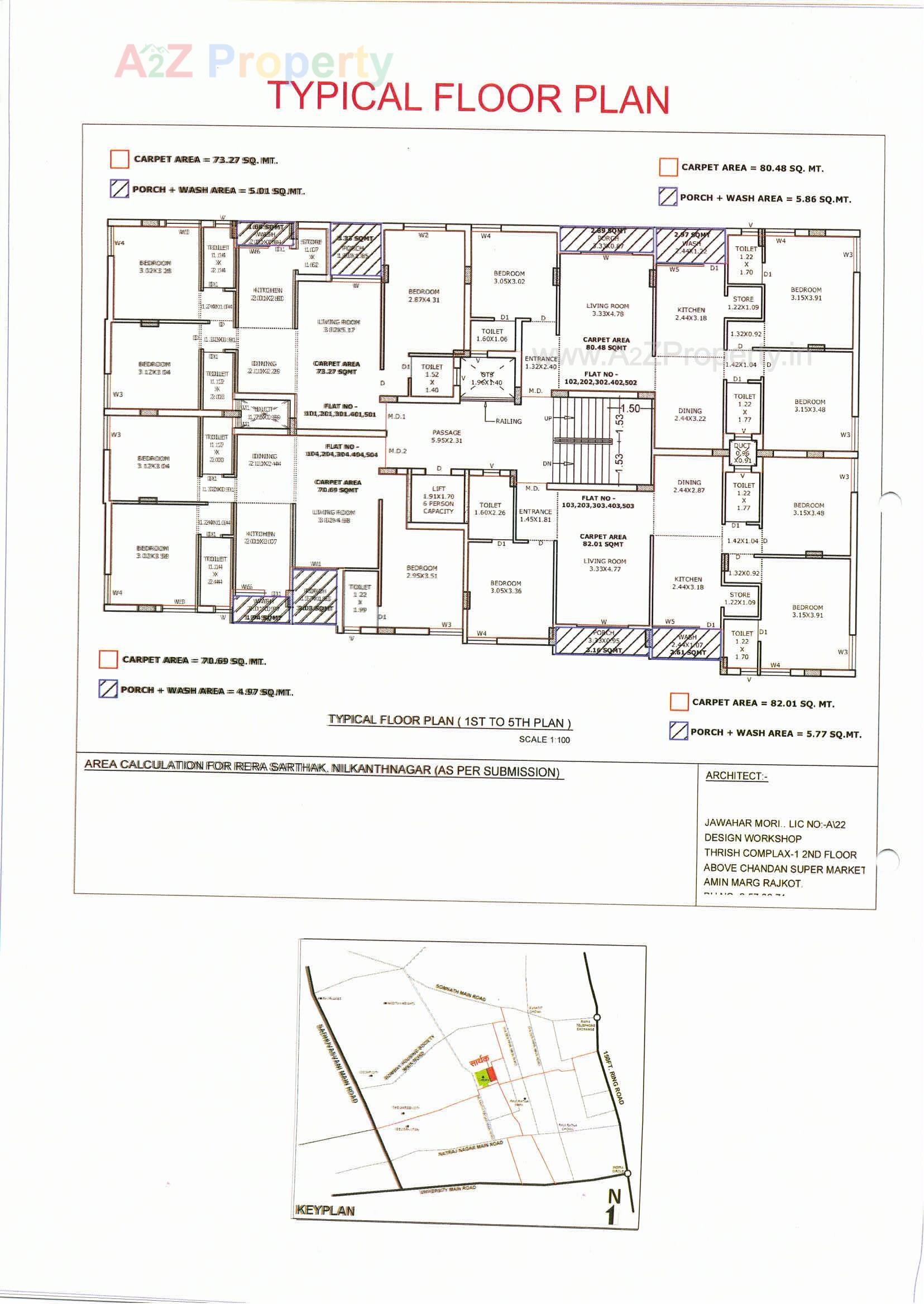 Layout of real estate project Sarthak Appartment located at Raiya, Rajkot, Gujarat