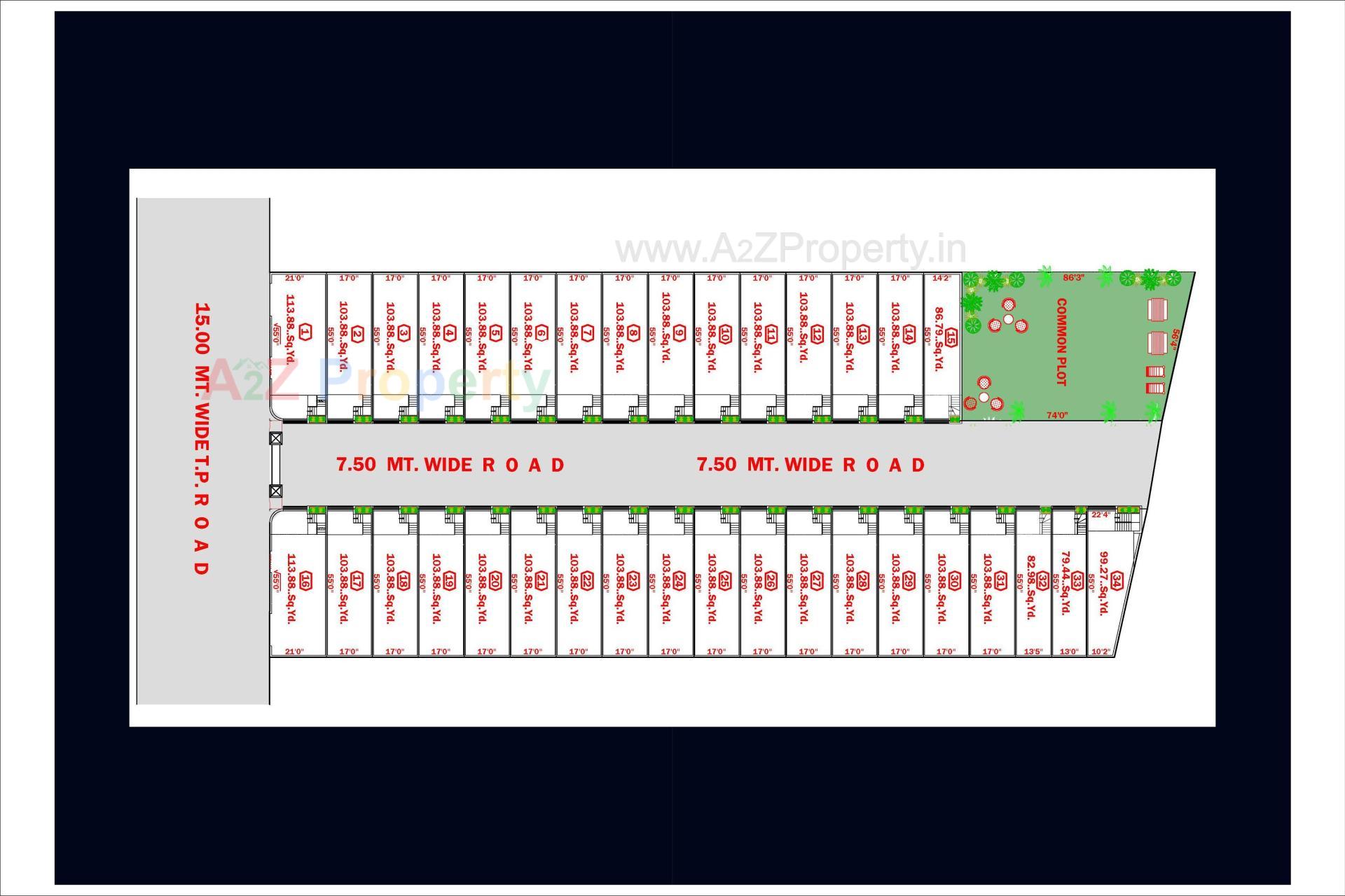 Layout of real estate project Satyam Bunglows located at Vavdi, Rajkot, Gujarat