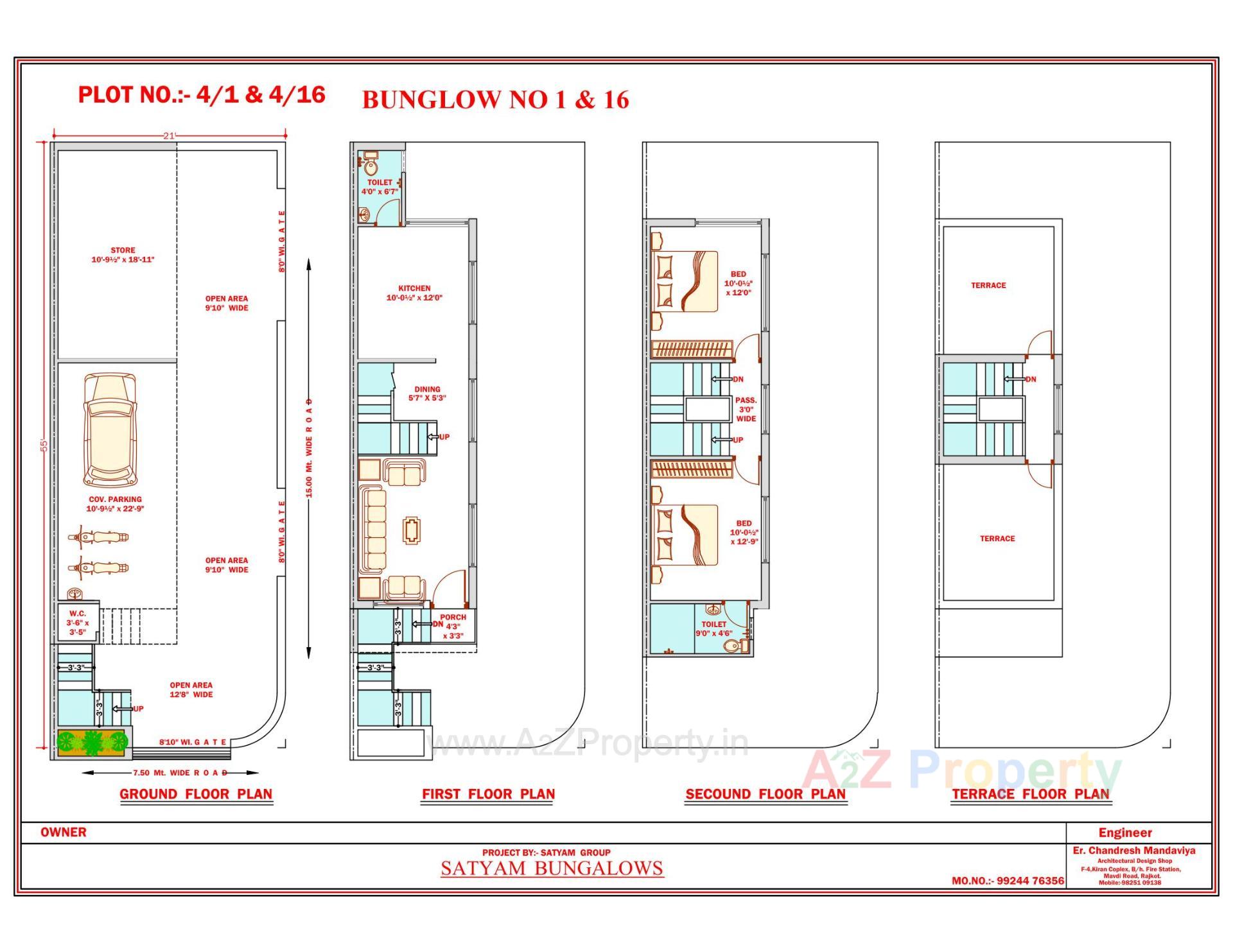Layout of real estate project Satyam Bunglows located at Vavdi, Rajkot, Gujarat