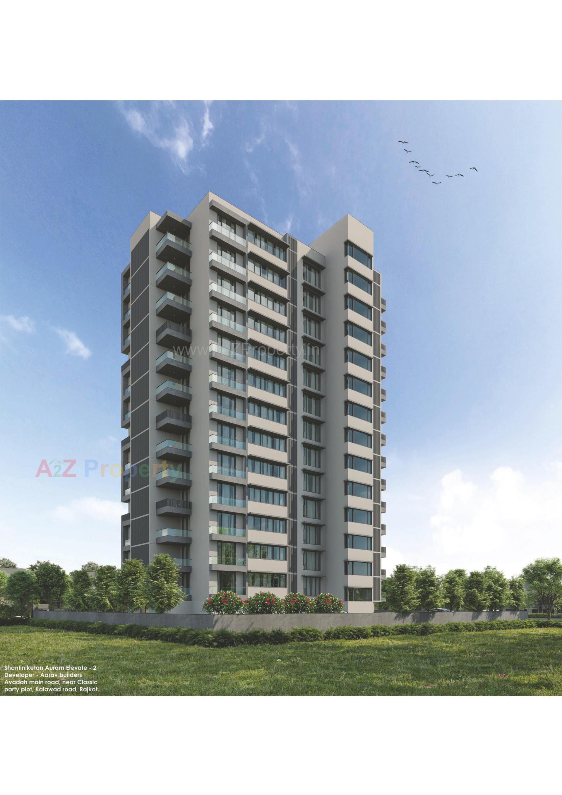 3D Elevation of real estate project Shantiniketan Auram Elevate located at Vajdi-virda, Rajkot, Gujarat