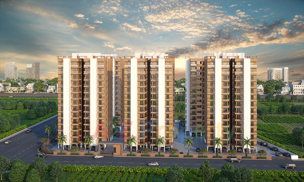 3D Elevation of real estate project Shree Dwarkadhish Heights located at Rajkot, Rajkot, Gujarat