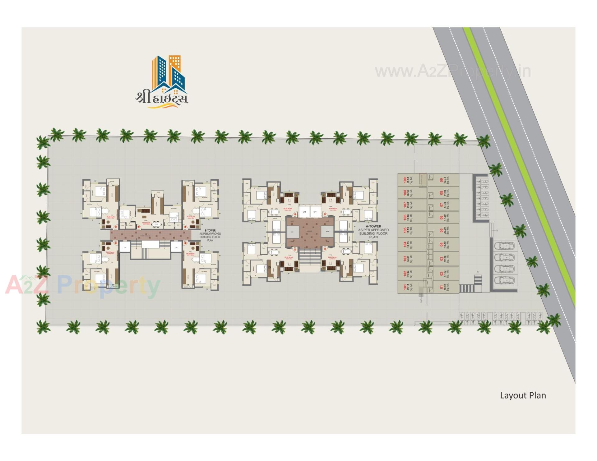 Layout of real estate project Shree Heights located at Rajkot, Rajkot, Gujarat