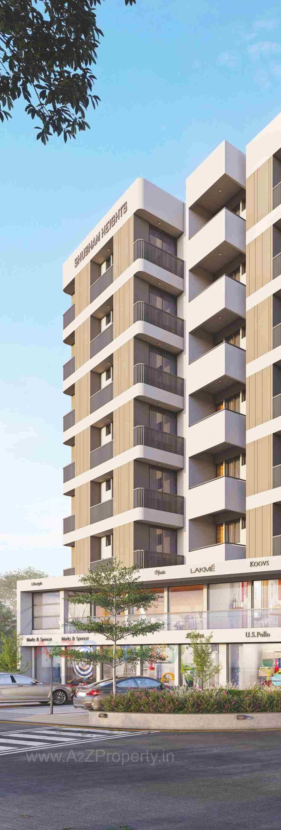 3D Elevation of real estate project Shubham Heights located at Ghanteshwar, Rajkot, Gujarat