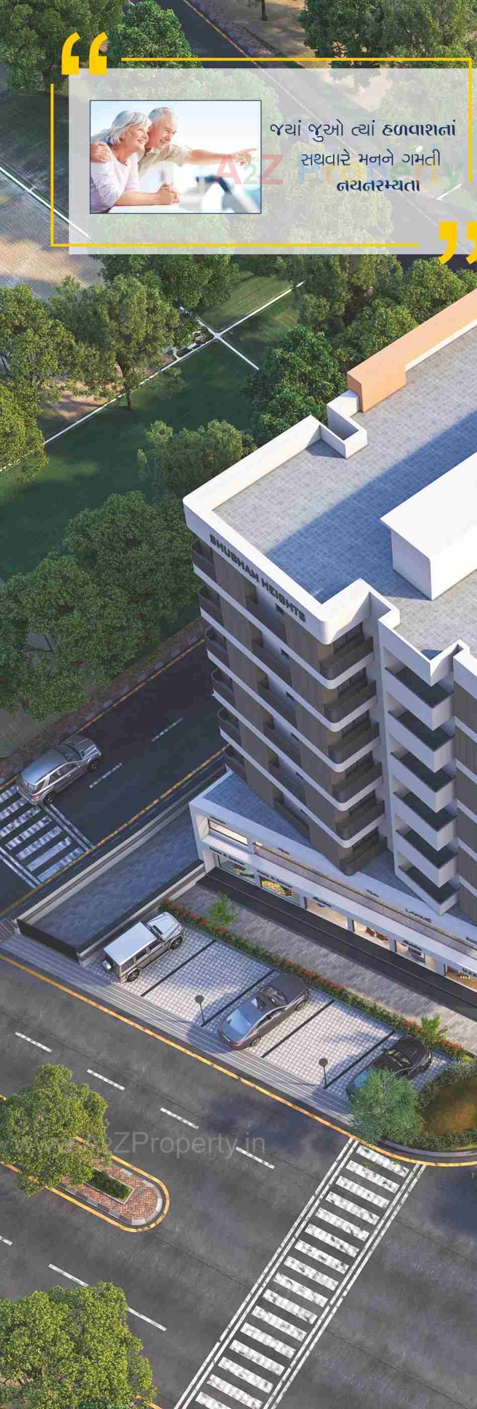 3D Elevation of real estate project Shubham Heights located at Ghanteshwar, Rajkot, Gujarat