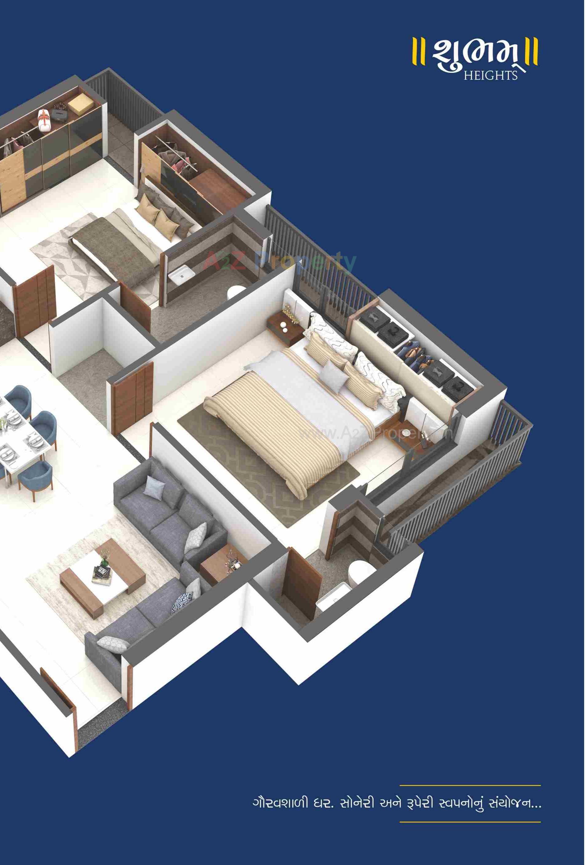 3D Elevation of real estate project Shubham Heights located at Ghanteshwar, Rajkot, Gujarat