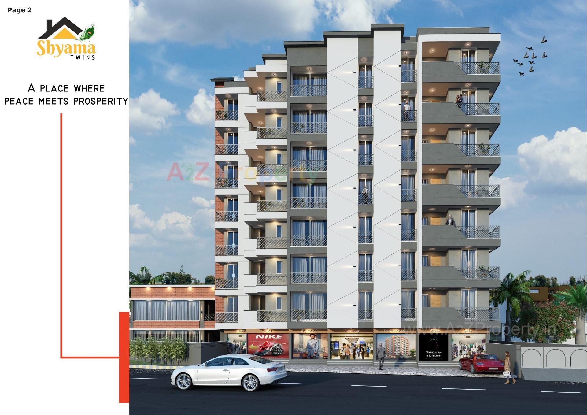 3D Elevation of real estate project Shyama Twins located at Ghanteshwar, Rajkot, Gujarat