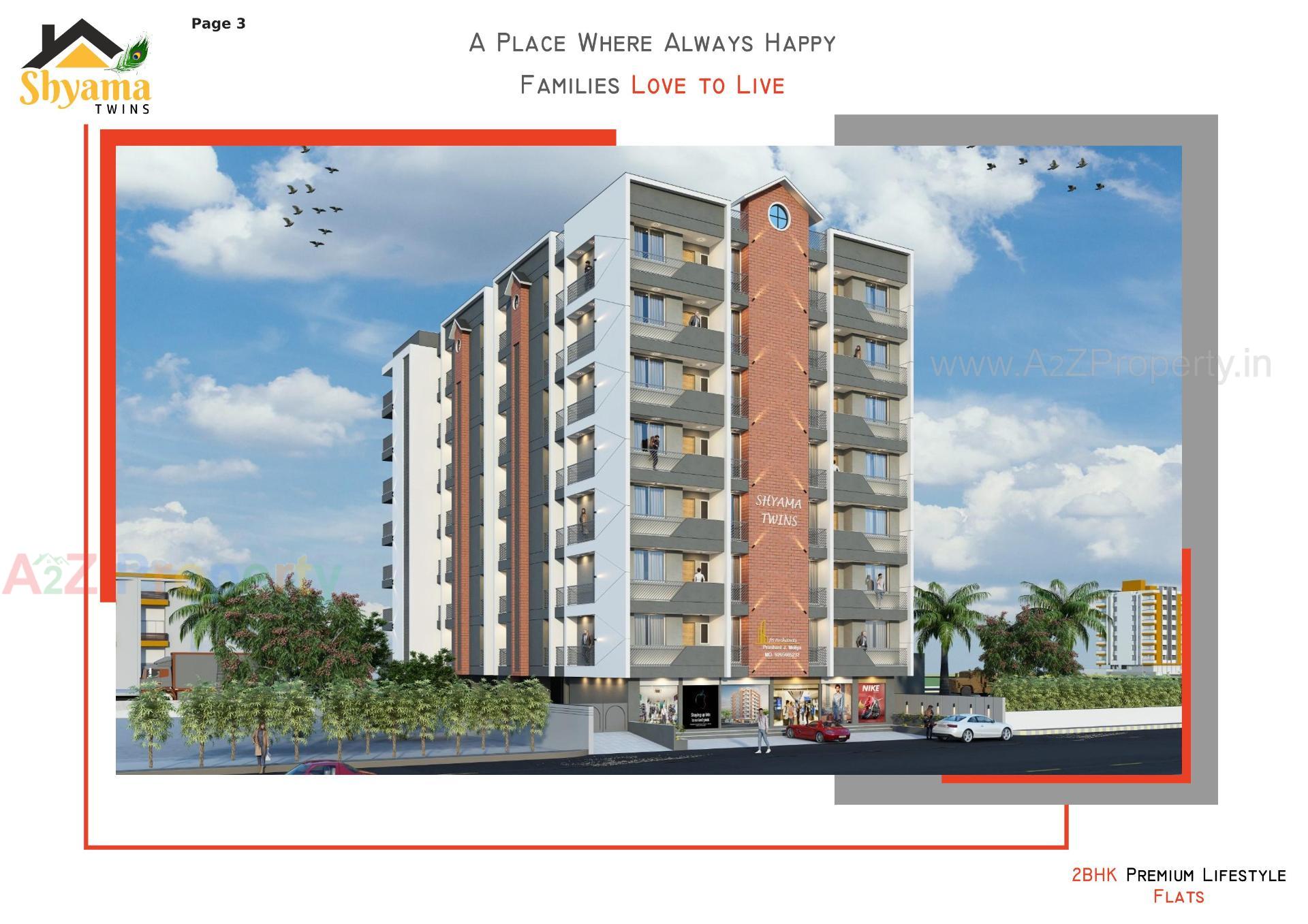 3D Elevation of real estate project Shyama Twins located at Ghanteshwar, Rajkot, Gujarat