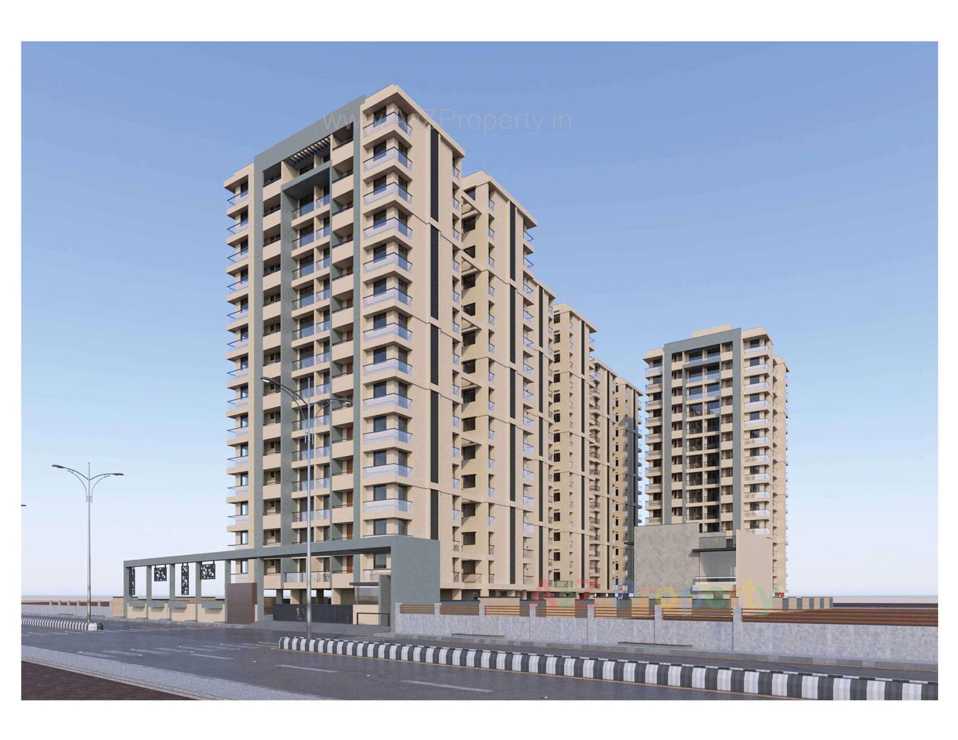 3D Elevation of real estate project Shyamal Satva located at Mavdi, Rajkot, Gujarat