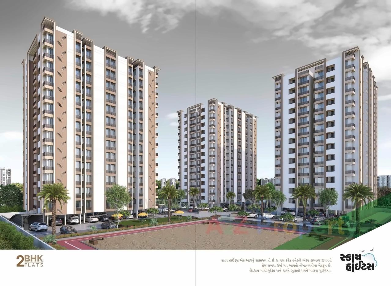 3D Elevation of real estate project Sky Heights located at Mavdi, Rajkot, Gujarat