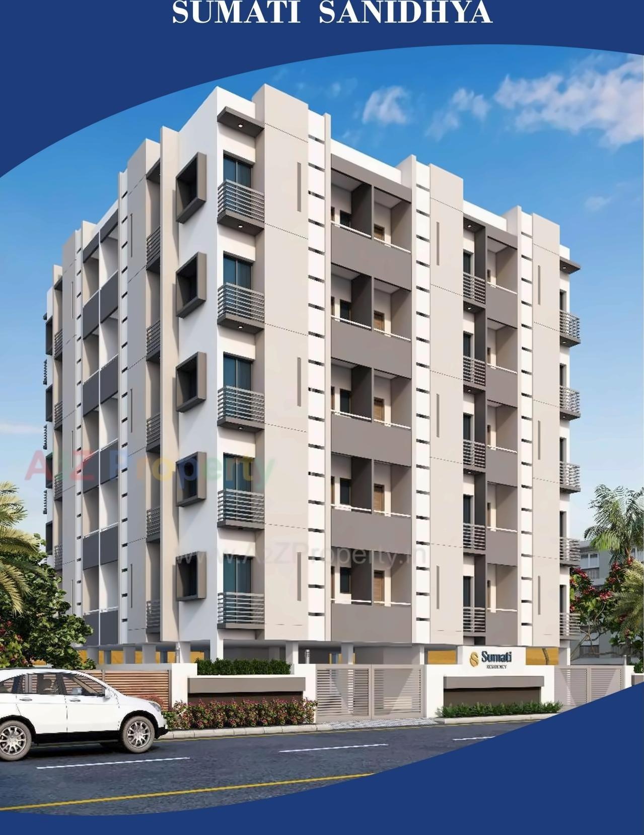 3D Elevation of real estate project Sumati Sanidhya located at Ghanteshwar, Rajkot, Gujarat