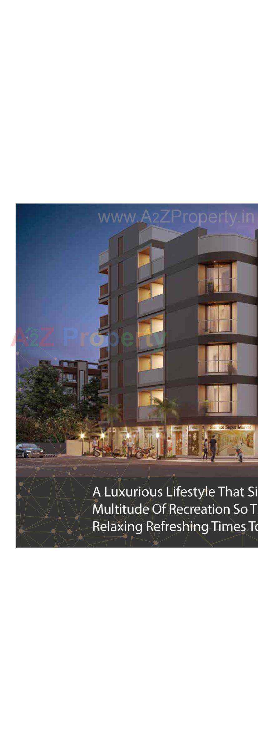 3D Elevation of real estate project Sunrise Gold located at Ghanteshwar, Rajkot, Gujarat