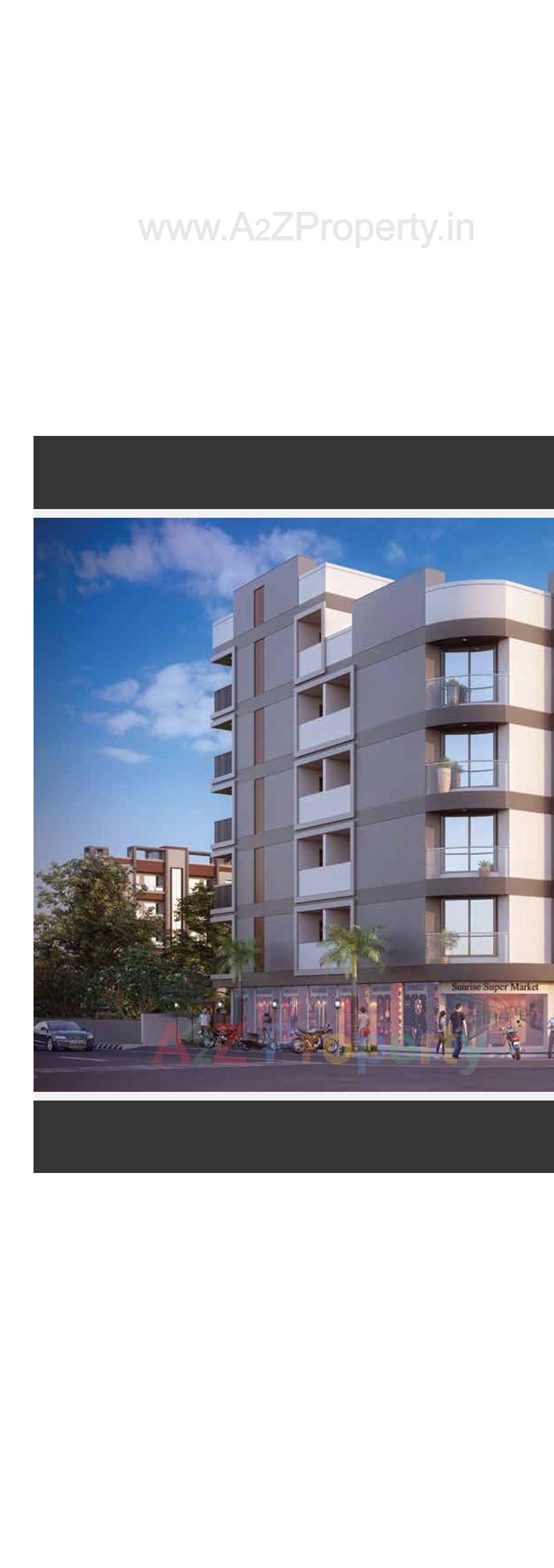 3D Elevation of real estate project Sunrise Gold located at Ghanteshwar, Rajkot, Gujarat