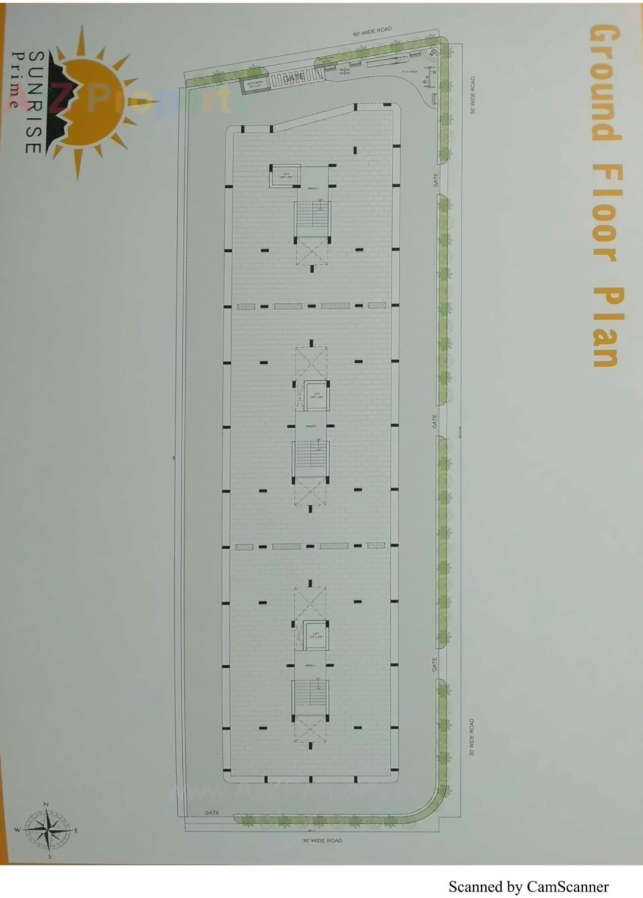 Layout of real estate project Sunrise Prime located at Ghanteshwar, Rajkot, Gujarat