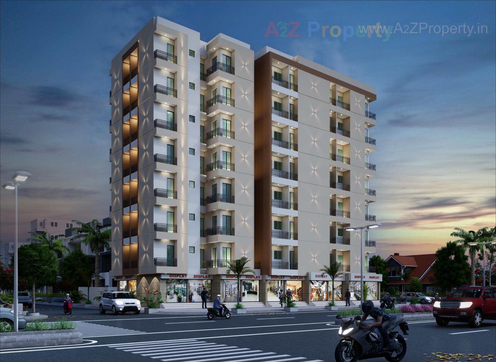 3D Elevation of real estate project The Sky View located at Kothariya, Rajkot, Gujarat