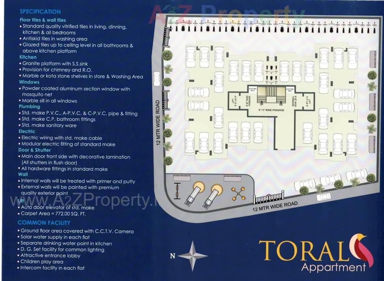 Layout of real estate project Toral Apartment located at Mavdi, Rajkot, Gujarat