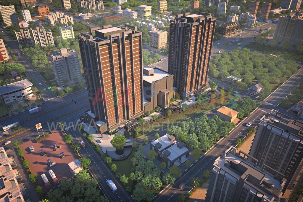 3D Elevation of real estate project Twin Star located at Nana-mava, Rajkot, Gujarat