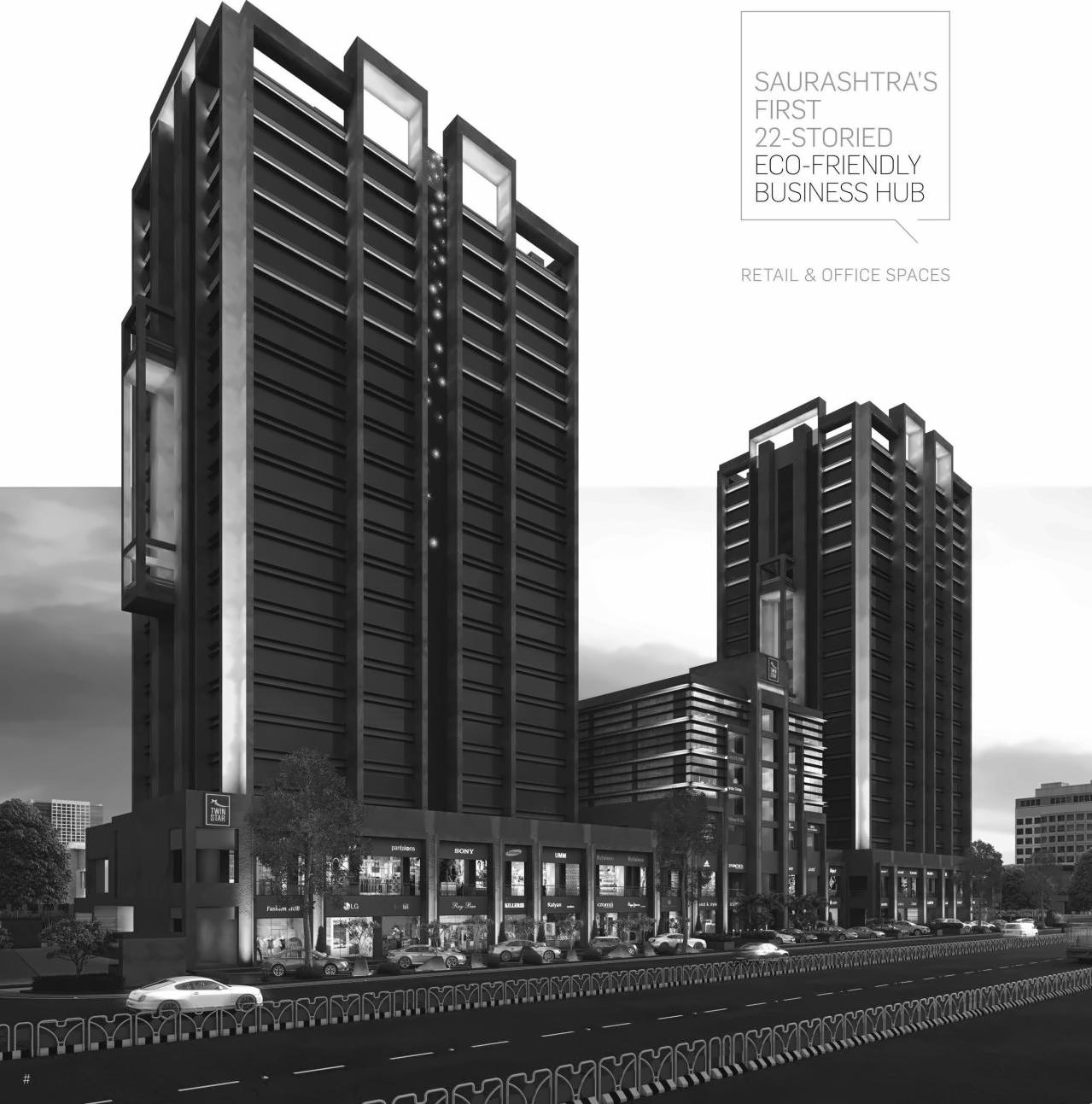 3D Elevation of real estate project Twin Star located at Nana-mava, Rajkot, Gujarat