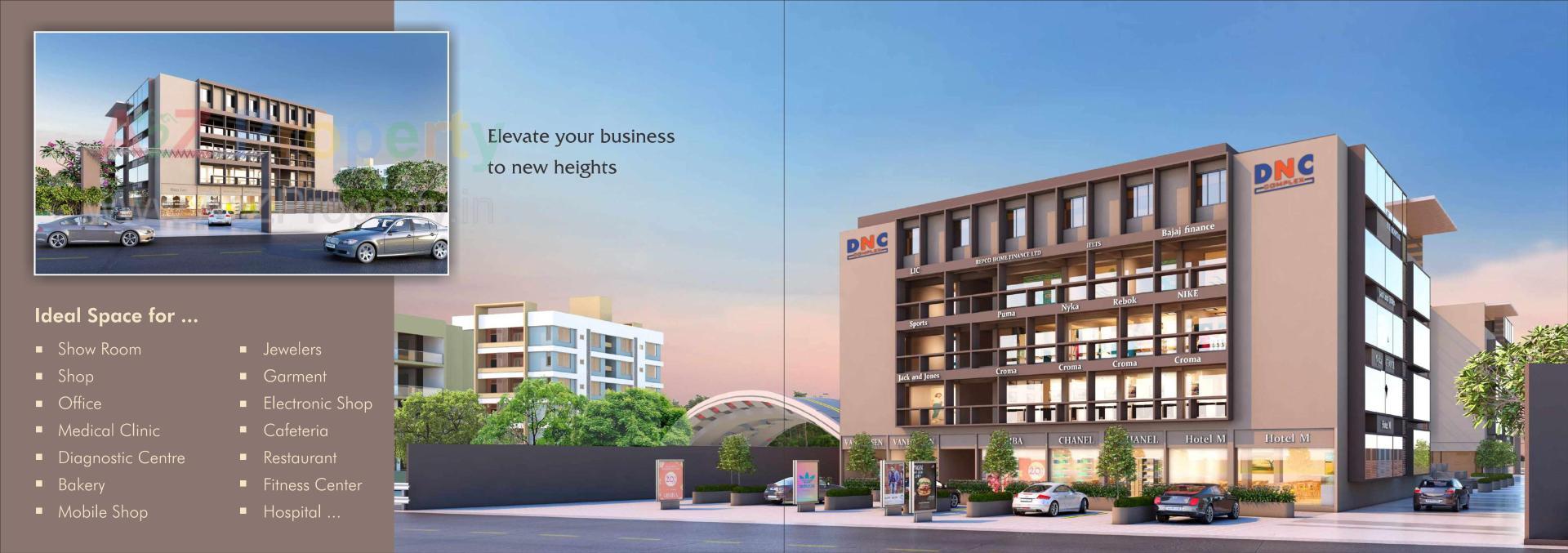 3D Elevation of real estate project Dnc Complex located at Motipura, SabarÂ Kantha, Gujarat