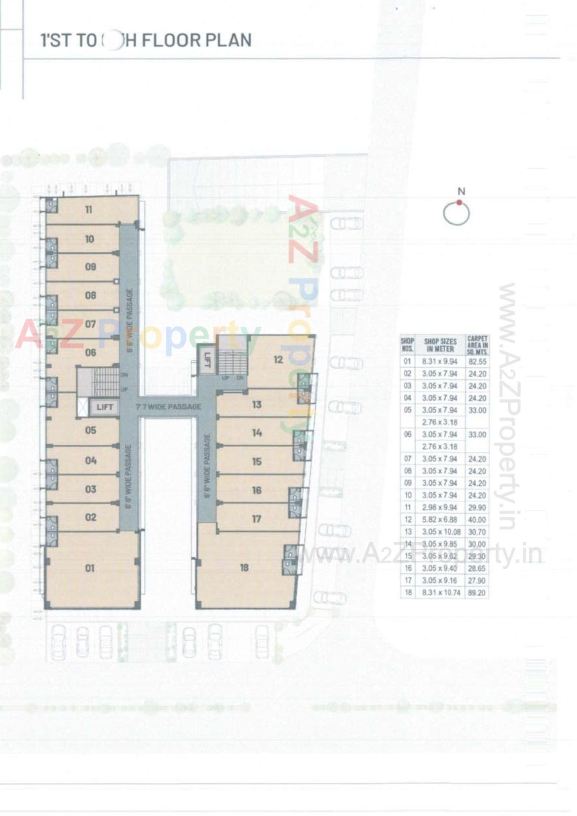 Layout of real estate project Aadinath Arcade located at Adajan, Surat, Gujarat