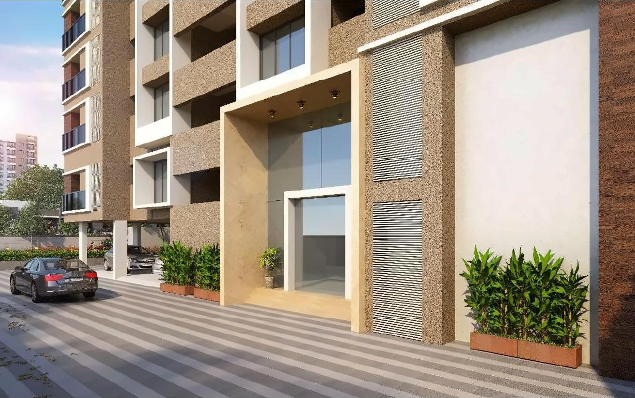 3D Elevation of real estate project Aagam Prestige located at Magdalla, Surat, Gujarat