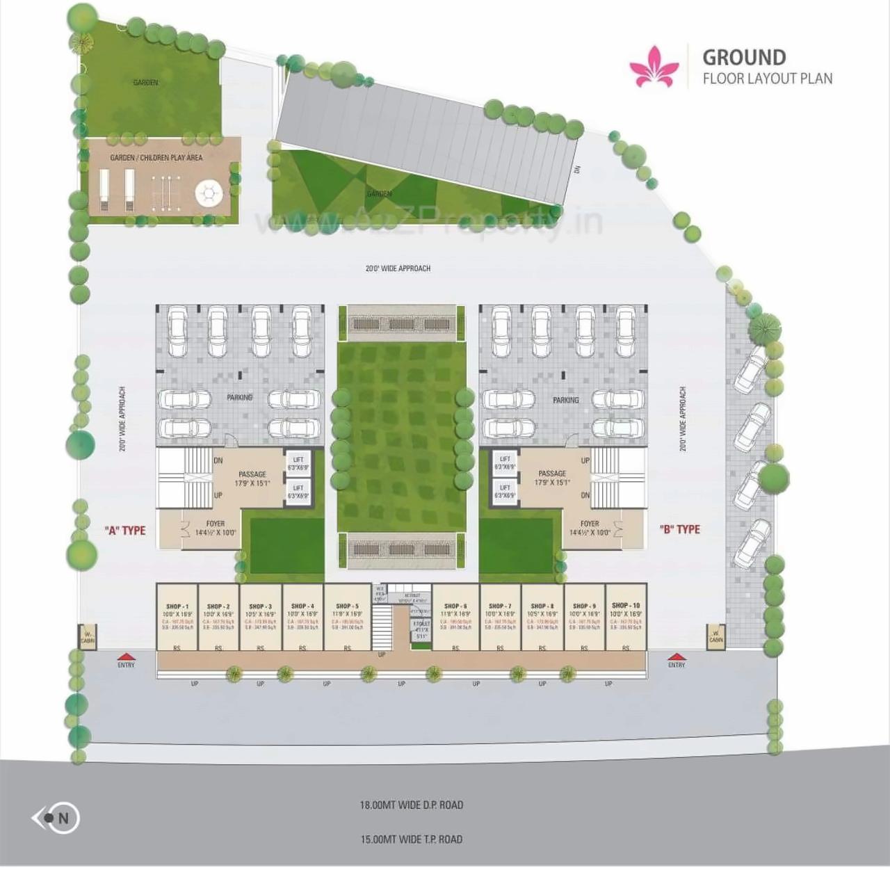 Layout of real estate project Aagam Prestige located at Magdalla, Surat, Gujarat