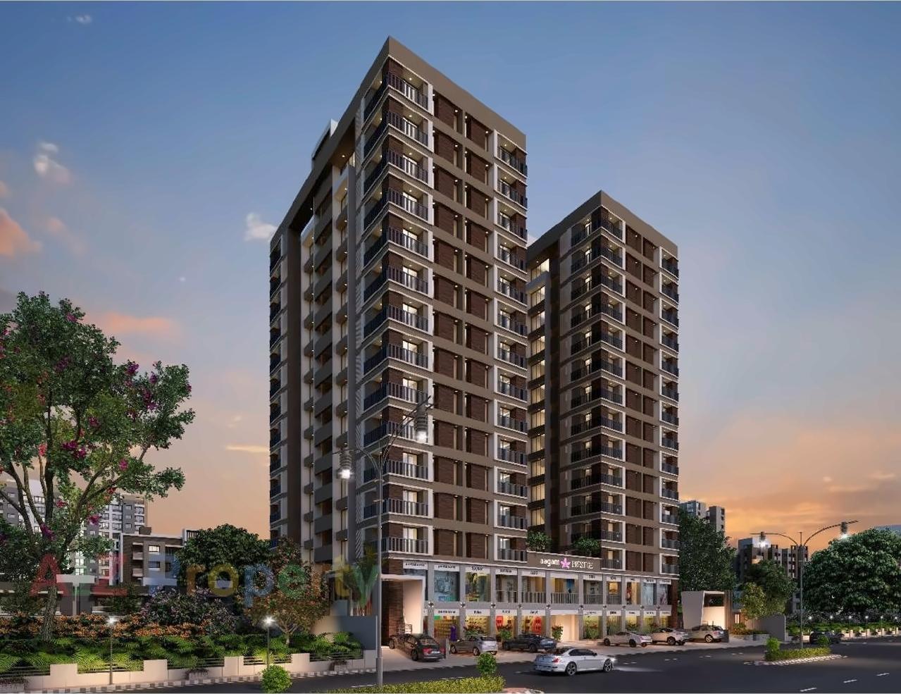 3D Elevation of real estate project Aagam Prestige located at Magdalla, Surat, Gujarat