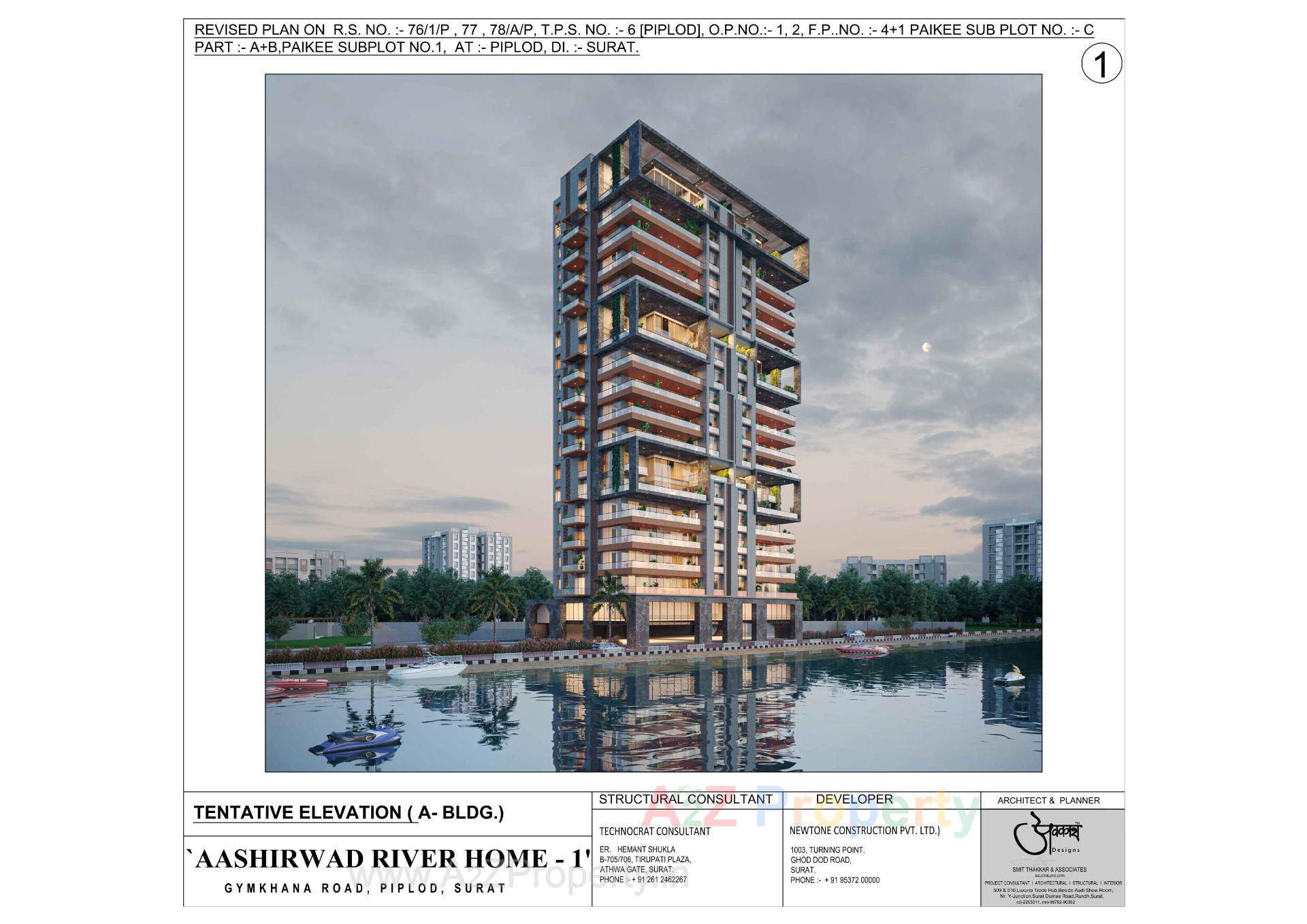 3D Elevation of real estate project Aashirwad River Home located at Piplod, Surat, Gujarat