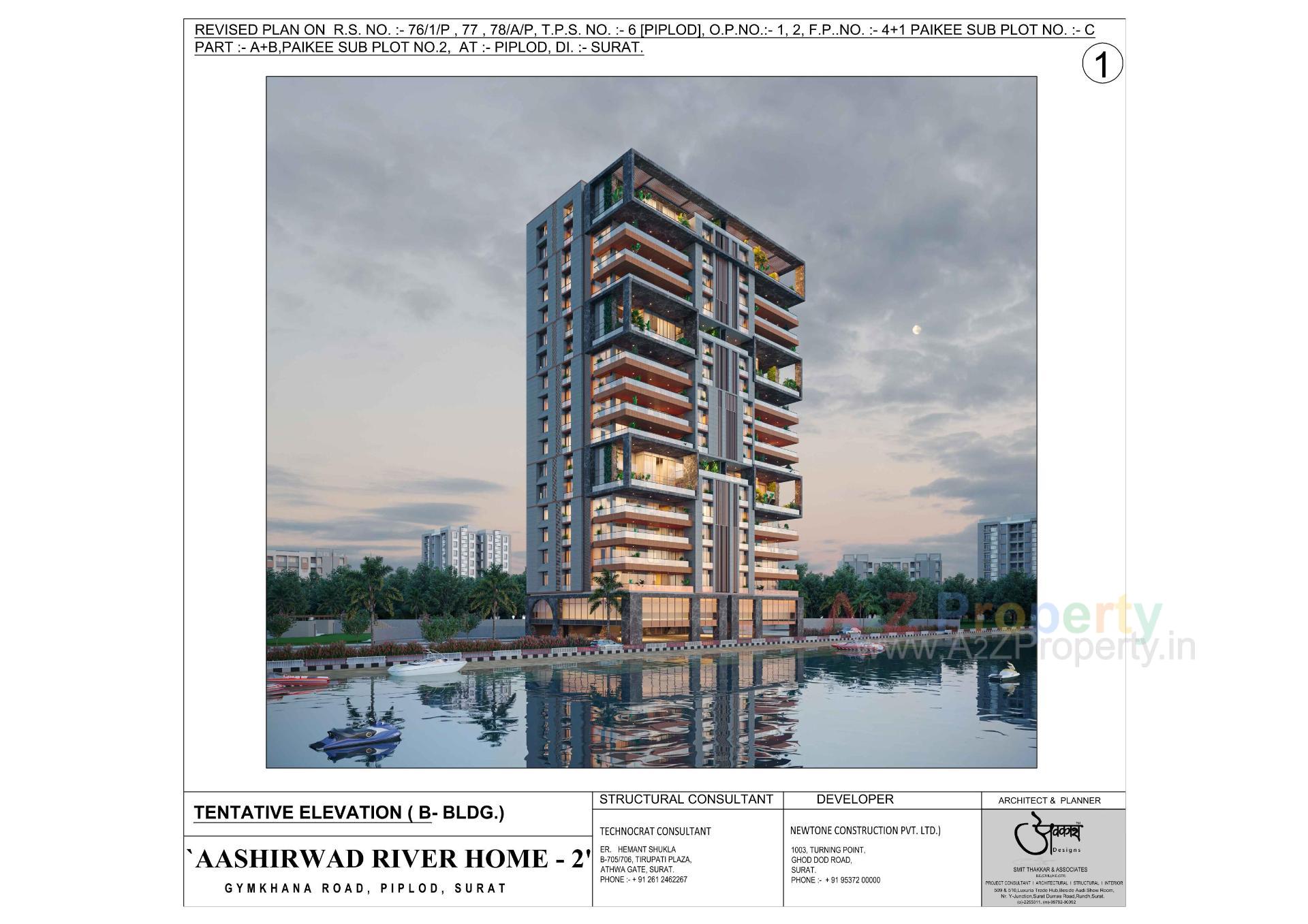 3D Elevation of real estate project Aashirwad River Home located at Surat, Surat, Gujarat