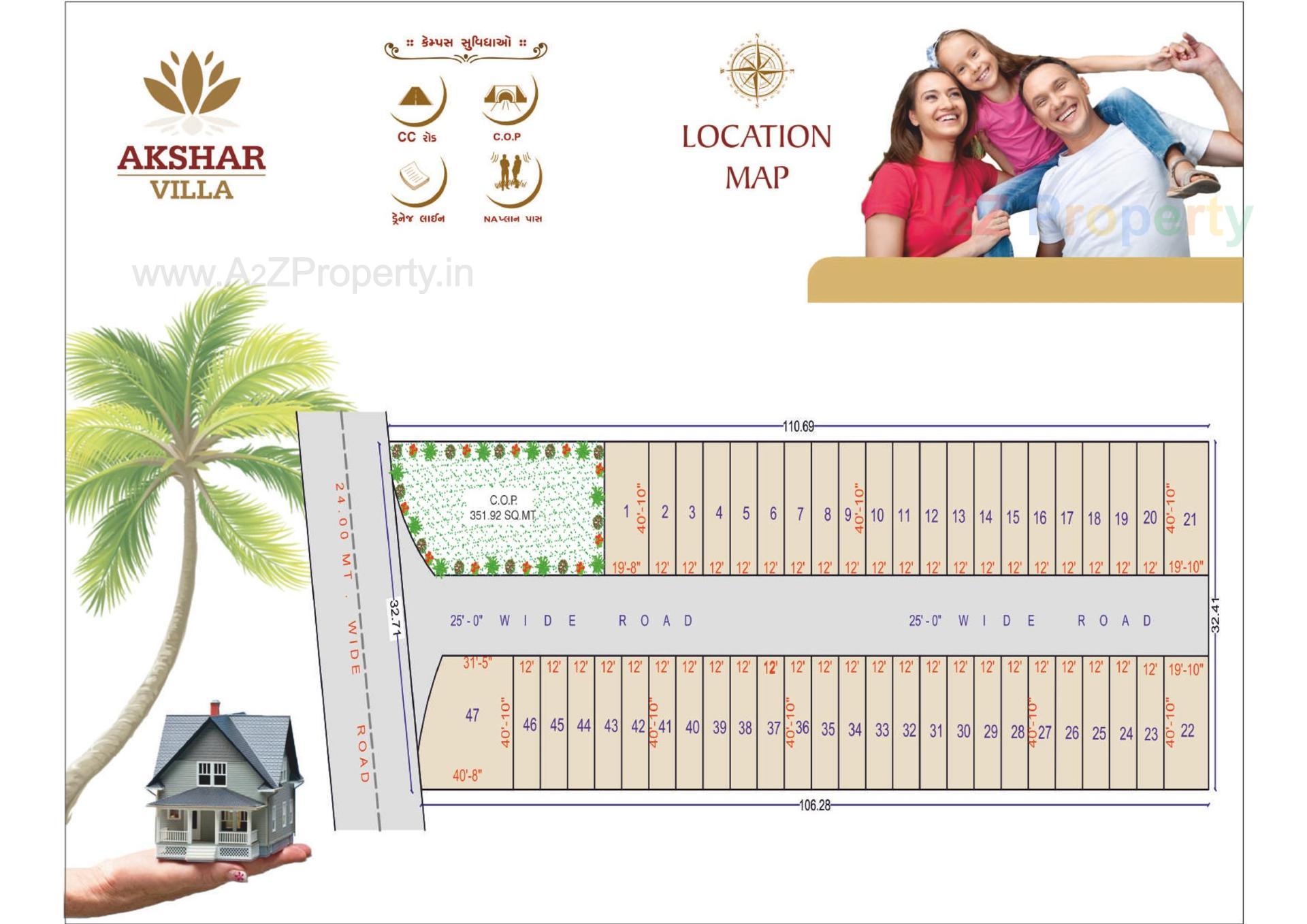 Layout of real estate project Akshar Villa located at Dindoli, Surat, Gujarat