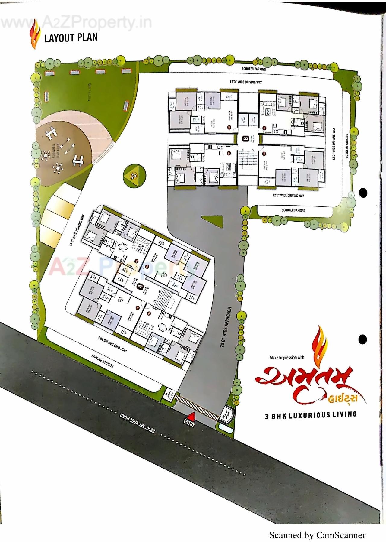 Layout of real estate project Amrutam Heights located at Utran, Surat, Gujarat