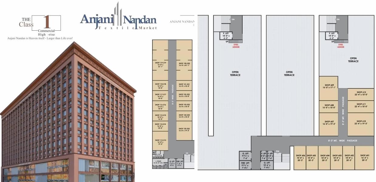 Layout of real estate project Anjani Nandan Textile Market located at Parvat, Surat, Gujarat