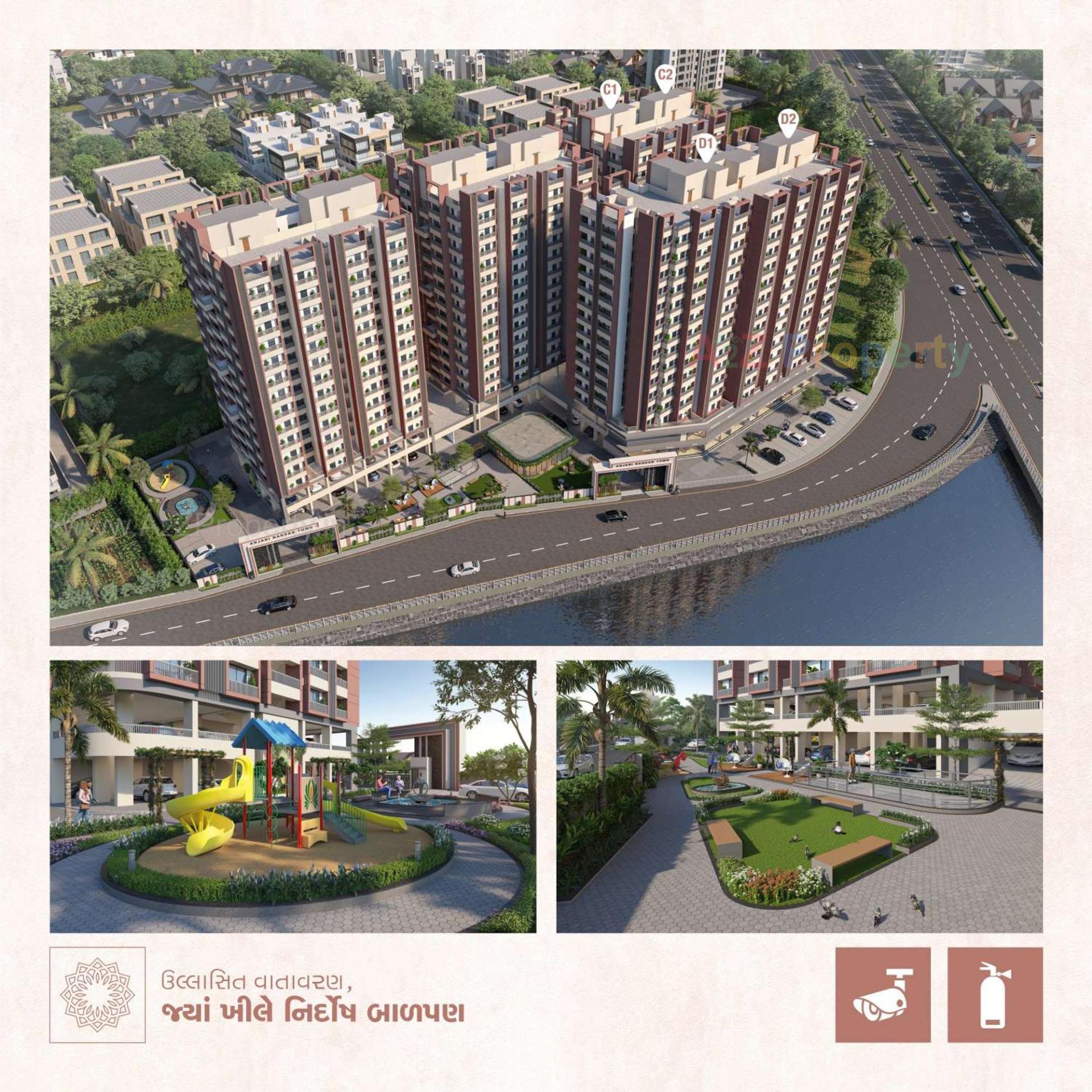 3D Elevation of real estate project Anjani Nandan Town located at Parvat, Surat, Gujarat