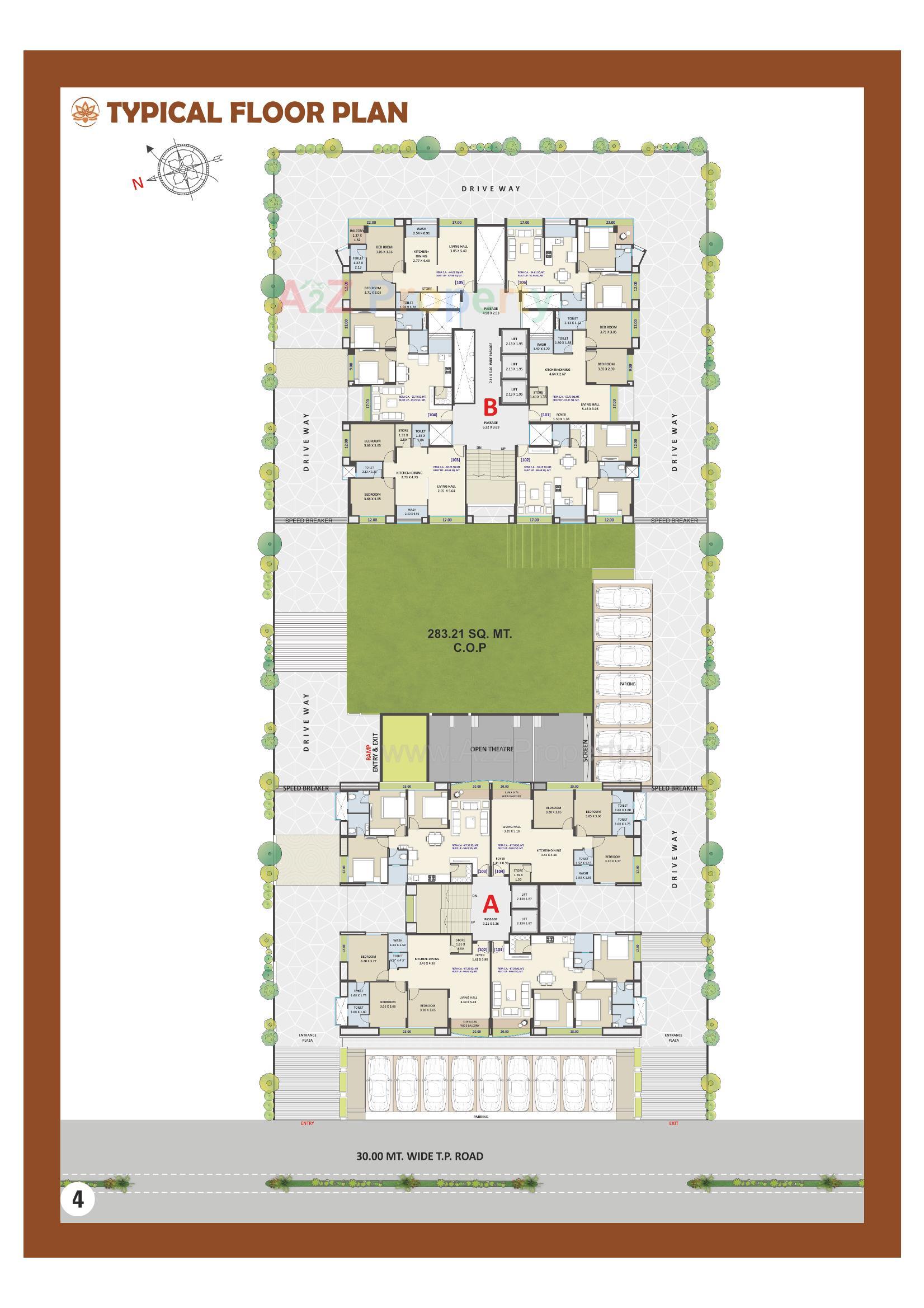 Layout of real estate project Aroma Heights located at Vanakla, Surat, Gujarat