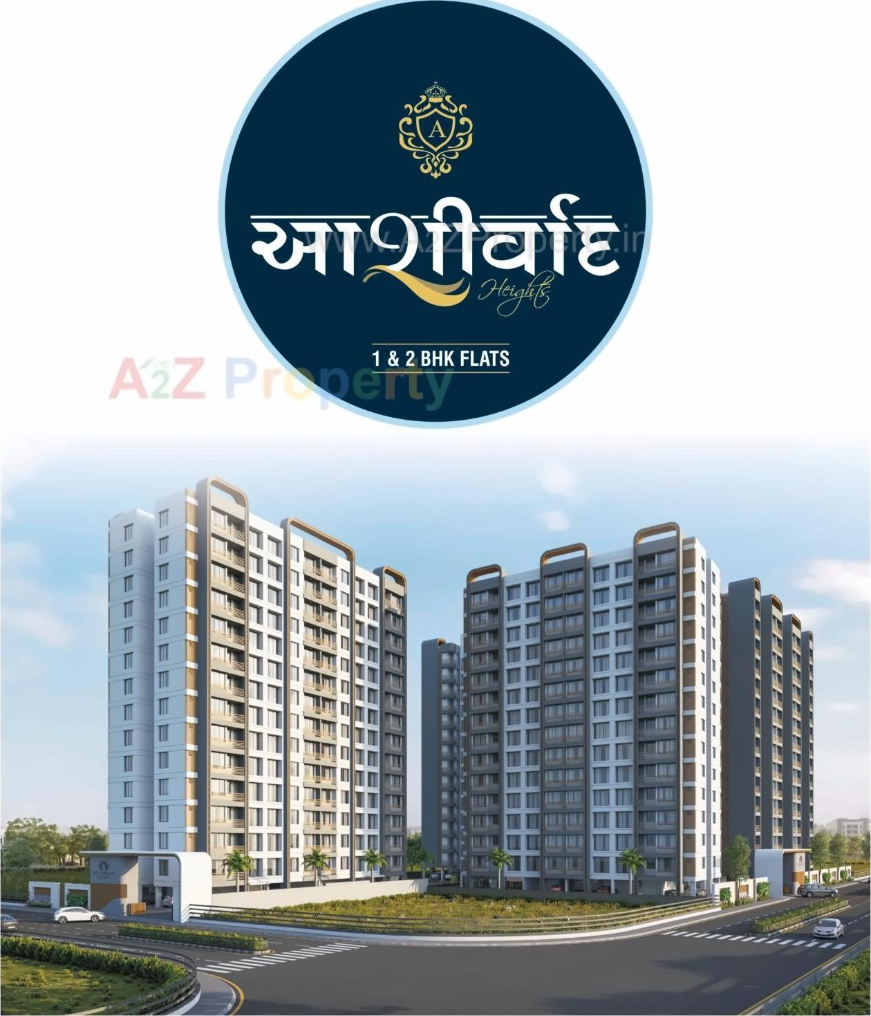 3D Elevation of real estate project Ashirwad Heights located at Kosad, Surat, Gujarat