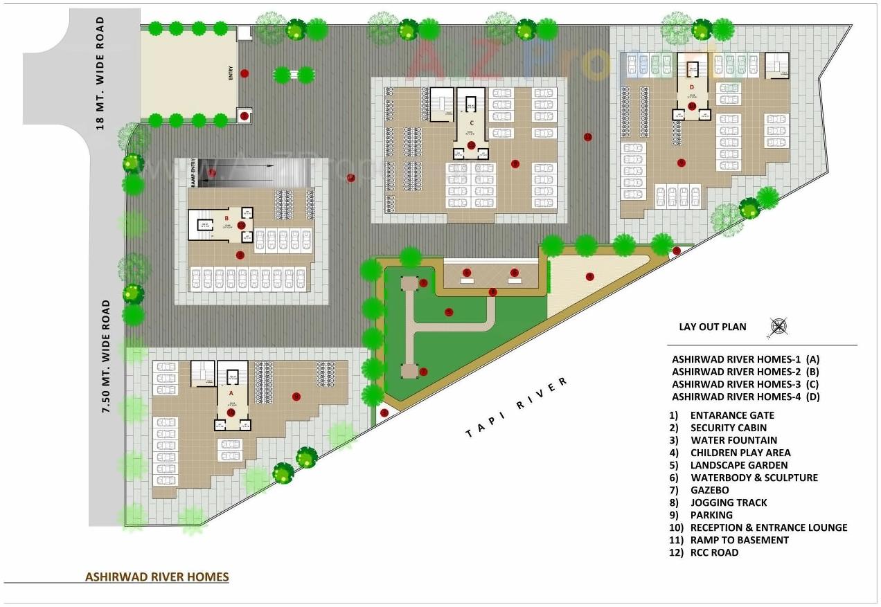 Layout of real estate project Ashirwad River Homes located at Surat, Surat, Gujarat