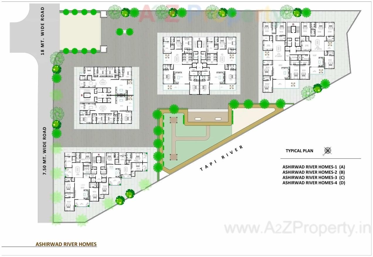 Layout of real estate project Ashirwad River Homes located at Surat, Surat, Gujarat