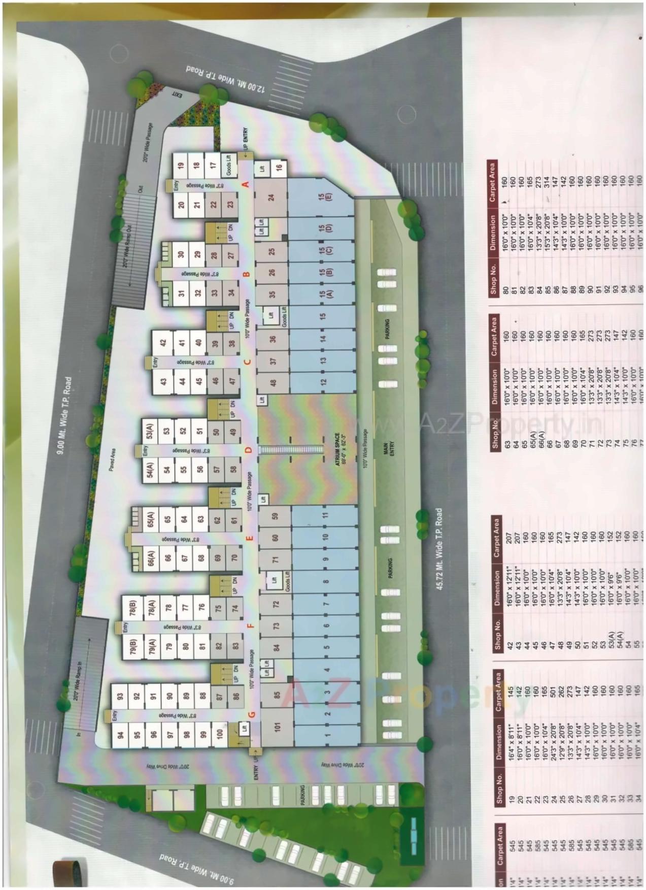 Layout of real estate project Avadh Textile Market located at Umarwada, Surat, Gujarat