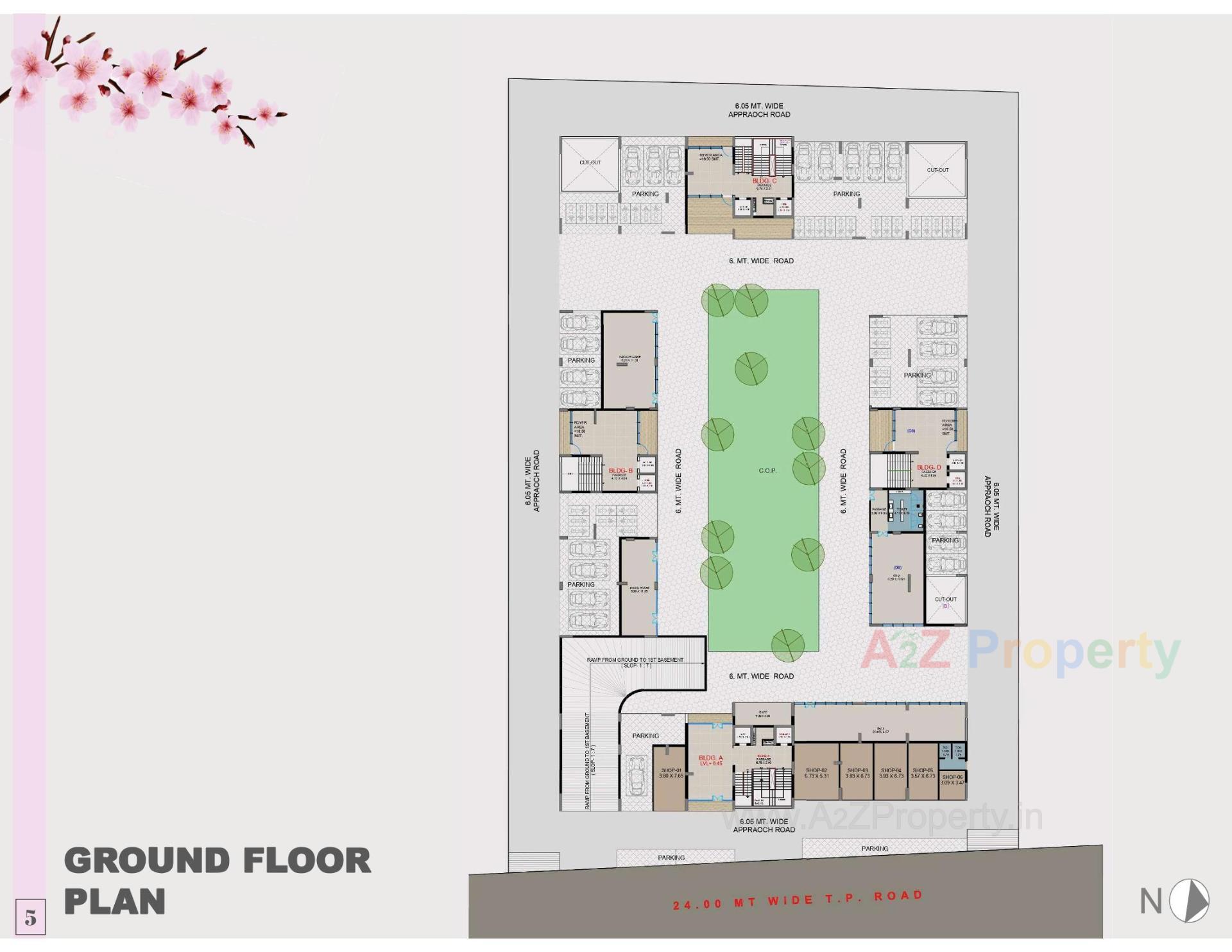 Layout of real estate project Bblossom The Presidency located at Vesu, Surat, Gujarat