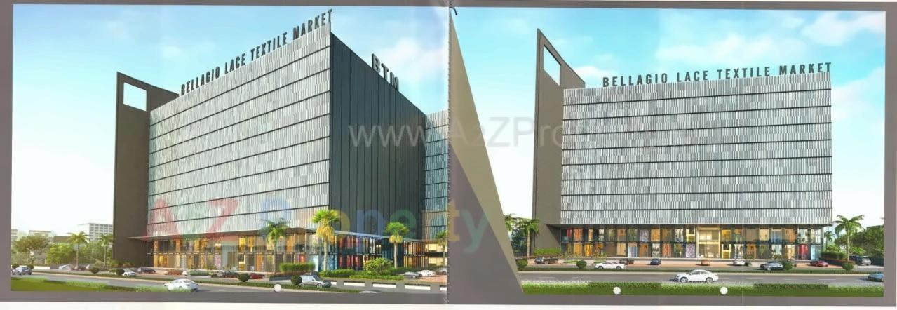 3D Elevation of real estate project Bellagio Lace Textile Market located at Puna, Surat, Gujarat